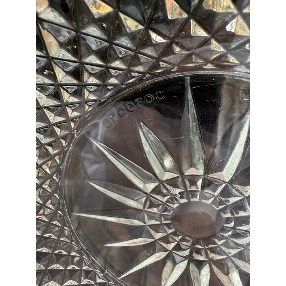 ARCOROC France 9" SALAD Serving Bowl DIAMANT Cut Clear Glass Sunburst -S1 - Picture 6 of 10